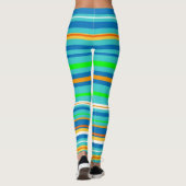 Blauwe groene Turquoise Stripe Pattern-Leggings Leggings (Achterkant)