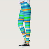 Blauwe groene Turquoise Stripe Pattern-Leggings Leggings (Links)