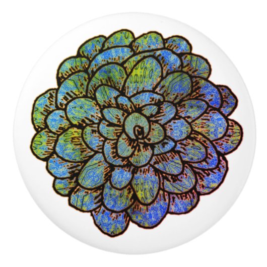 Blauwe groene ventilator keramische knop (Voorkant)