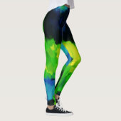 Blauwe Groene Verf Splatter Leggings (Rechts)