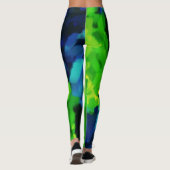 Blauwe Groene Verf Splatter Leggings (Achterkant)