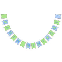 Blauwe, Groene Verjaardag Bunting Vlaggen