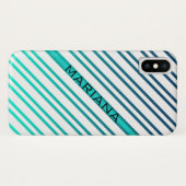 Blauwe groene verloopachtergrond witte strepen Case-Mate iPhone case (Achterkant (horizontaal))