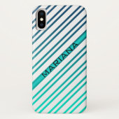 Blauwe groene verloopachtergrond witte strepen Case-Mate iPhone case (Achterkant)