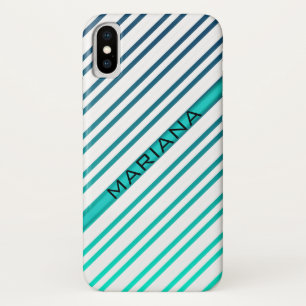 Blauwe groene verloopachtergrond witte strepen Case-Mate iPhone case