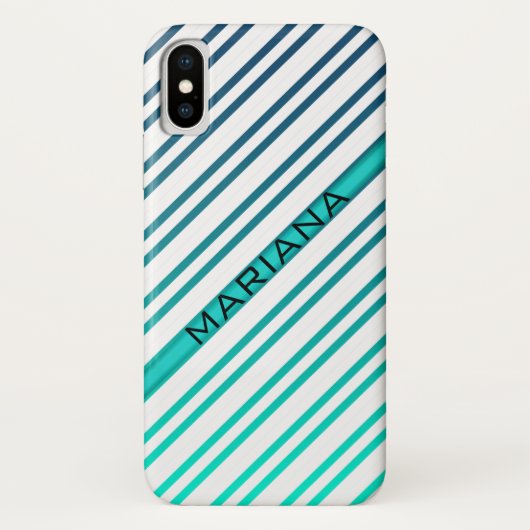 Blauwe groene verloopachtergrond witte strepen Case-Mate iPhone case (Achterkant)