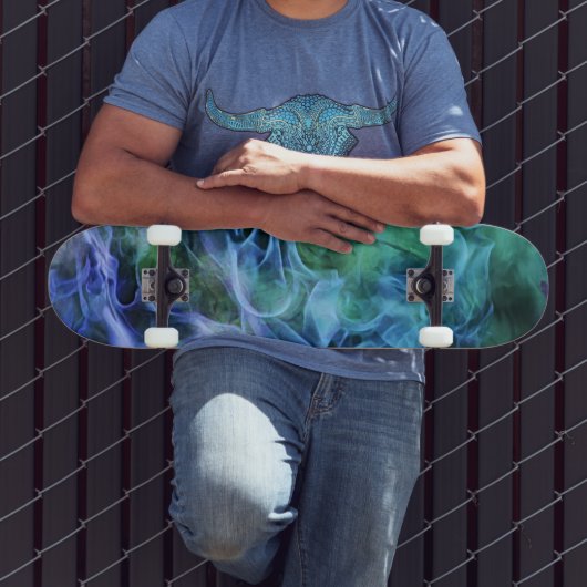 Blauwe groene vlammen zwaaien Kunstskateboard Persoonlijk Skateboard (Buiten 3)