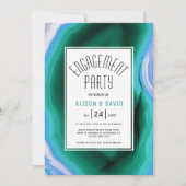 Blauwe, groene, vlek bruiloft verlofpartij kaart (Voorkant)