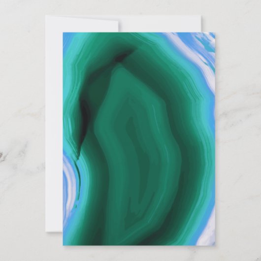 Blauwe, groene, vlek bruiloft verlofpartij kaart (Achterkant)