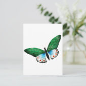  blauwe groene vlinderillustratie briefkaart (Staand voorkant)