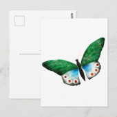  blauwe groene vlinderillustratie briefkaart (Voorkant / Achterkant)