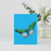  blauwe groene vlinderillustratie briefkaart (Staand voorkant)