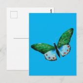  blauwe groene vlinderillustratie briefkaart (Voorkant / Achterkant)