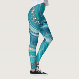 Blauwe groene vloeibare Leggings