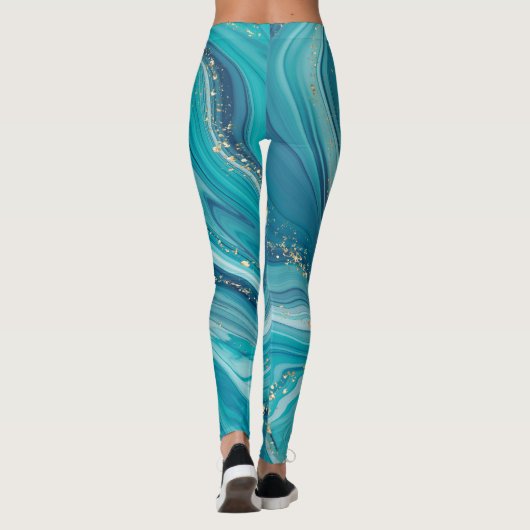 Blauwe groene vloeibare Leggings (Achterkant)