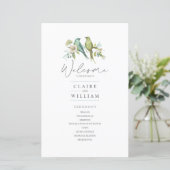 Blauwe groene vogels Floral Waterverf Wedding (Staand voorkant)