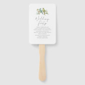 Blauwe groene vogels Floral Waterverf Wedding Handwaaier (Achterkant)