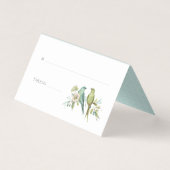 Blauwe groene vogels Floral Waterverf Wedding Kaart (Voorkant)