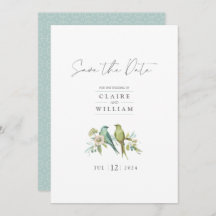 Blauwe groene vogels Floral Waterverf Wedding