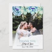 Blauwe, groene waterverf bloemen bloemen bloemen b bedankkaart (Voorkant)