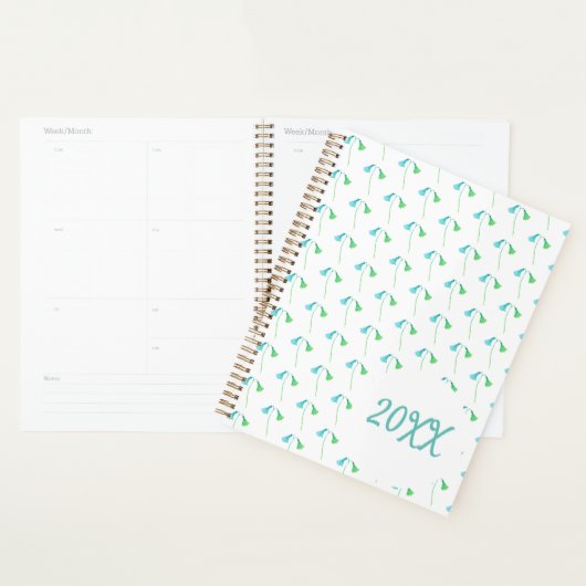 Blauwe groene Waterverf Botanische wilde bloemen Planner (Display)