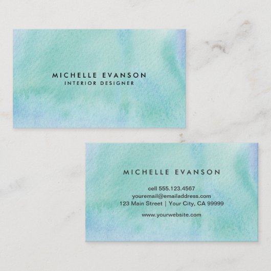 blauwe groene Waterverf Creative Visitekaartje (Voorkant / Achterkant)