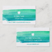 Blauwe groene Waterverf Dentist Visitekaartjes (Voorkant / Achterkant)