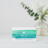 Blauwe groene Waterverf Dentist Visitekaartjes (Staand voorkant)