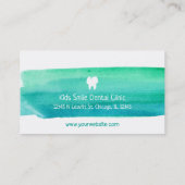 Blauwe groene Waterverf Dentist Visitekaartjes (Achterkant)
