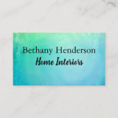 Blauwe groene Waterverf Feminine Visitekaartje (Voorkant)