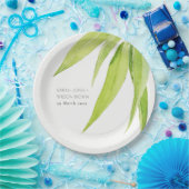 BLAUWE GROENE WATERVERF FOLIAGE OLIJFOLIE MONOGRAM PAPIEREN BORDJE (Feest)