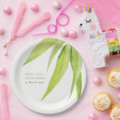 BLAUWE GROENE WATERVERF FOLIAGE OLIJFOLIE MONOGRAM PAPIEREN BORDJE (Feest)