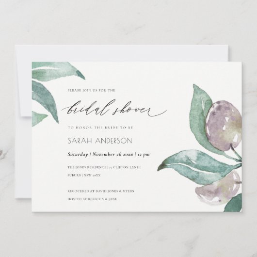 BLAUWE GROENE WATERVERF FOLIAGE OLIJVEN VRIJGEZELL KAART (Voorkant)