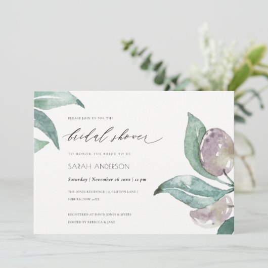 BLAUWE GROENE WATERVERF FOLIAGE OLIJVEN VRIJGEZELL KAART (Staand voorkant)