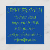 Blauwe groene Waterverf Geschilderde kunstliefde Vierkante Visitekaartje (Achterkant)