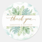 Blauwe groene Waterverf, groen dank je voor Ronde Sticker (Voorkant)