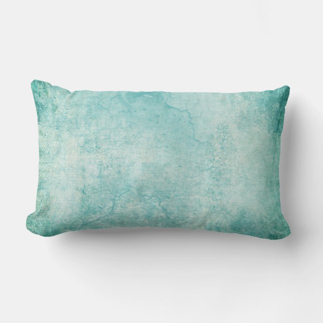 Blauwe groene Waterverf Kussen (Voorkant)