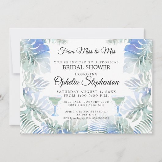 Blauwe groene Waterverf laat Vrijgezellenfeest Kaart (Voorkant)