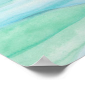 Blauwe groene Waterverf Lagen Abstracte kunst Poster (Hoek)