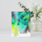 Blauwe groene waterverf marmer abstracte dye briefkaart (Staand voorkant)