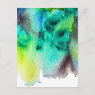 Blauwe groene waterverf marmer abstracte dye briefkaart
