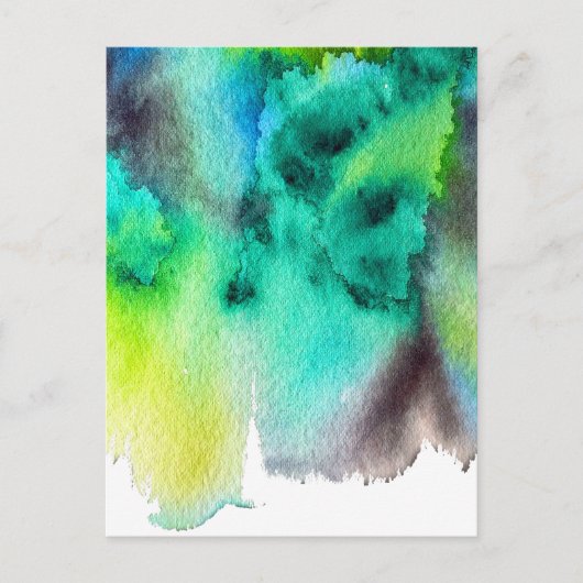Blauwe groene waterverf marmer abstracte dye briefkaart (Voorkant)