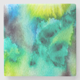 Blauwe groene waterverf marmer abstracte dye stenen onderzetter