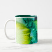 Blauwe groene waterverf marmer abstracte dye tweekleurige koffiemok (Links)