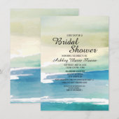 Blauwe groene Waterverf Ocean Waves Vrijgezellenfe Kaart (Voorkant / Achterkant)