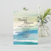 Blauwe groene Waterverf Ocean Waves Vrijgezellenfe Kaart (Staand voorkant)