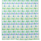 Blauwe groene Waterverf pijlen driekleppige douche Douchegordijn (Voorkant)