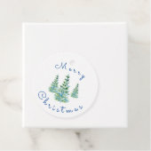 Blauwe groene Waterverf pijnbomen Bedankjes Labels (In situ)