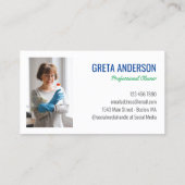 Blauwe groene Waterverf Uw Logo Reinigingsservice Visitekaartje (Achterkant)