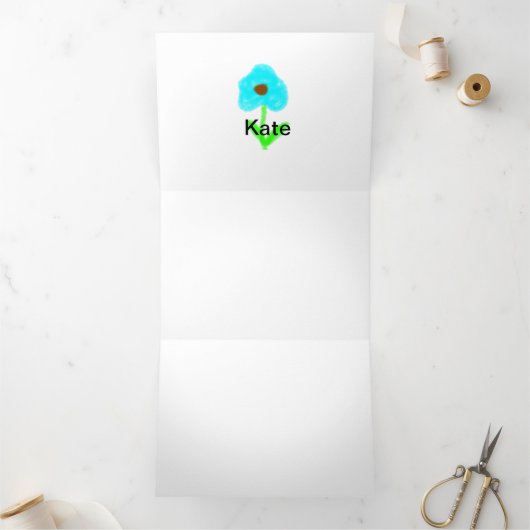 Blauwe groene waterverf voeg je naam toe drieluik programma (Binnen)